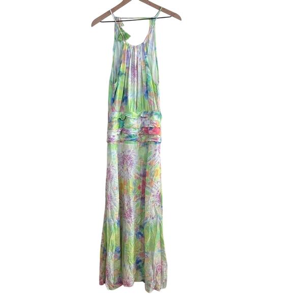 Farm Rio Brazil Tie Dye Ruffle Colorful Maxi Dress Medium Rare - Picture 2 of 5